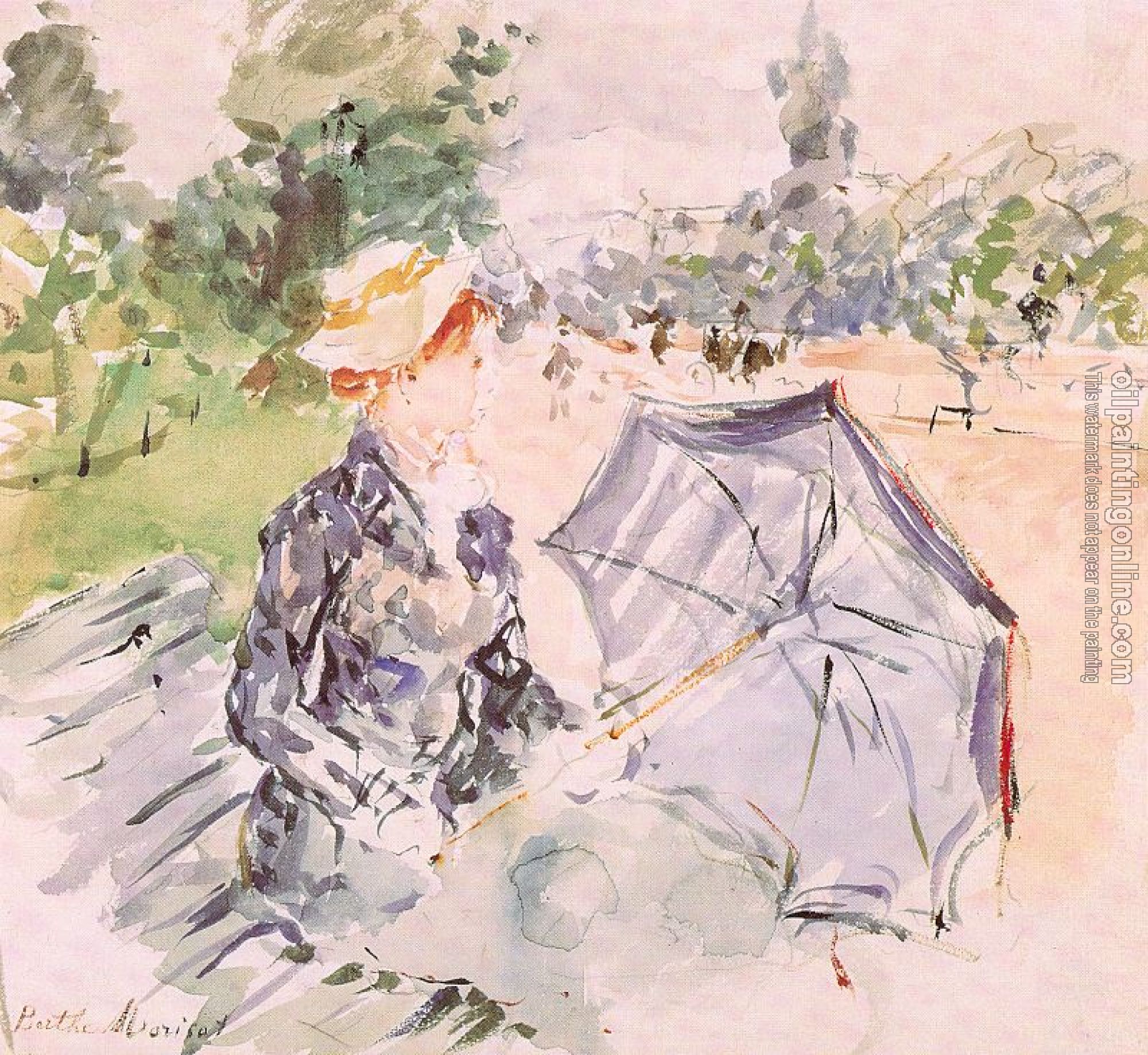 Morisot, Berthe - Lady with a Parasol Sitting in a Park